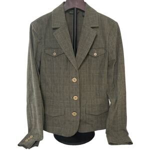 Eddie Bauer Women's Brown Plaid Blazer Jacket Size 12 Tall